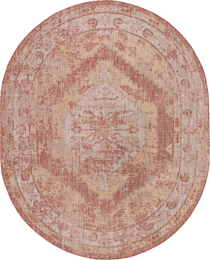 Detail image of 7' 10 x 10' Easy-Clean Traditional Indoor / Outdoor Oval Rug