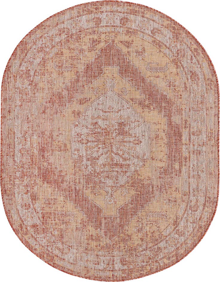 Detail image of 5' 3 x 8' Easy-Clean Traditional Indoor / Outdoor Oval Rug