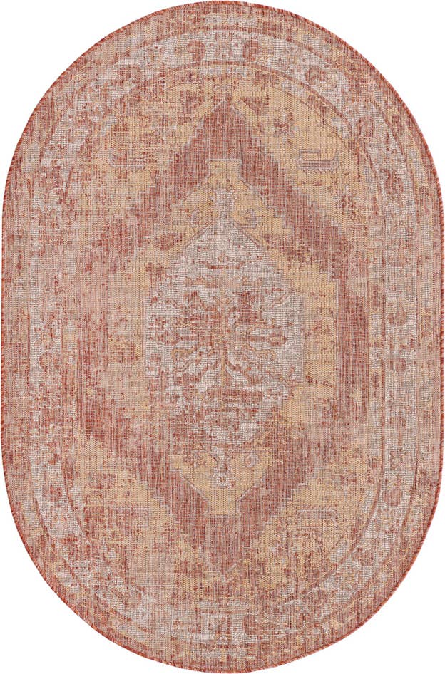 Detail image of 5' 3 x 8' Easy-Clean Traditional Indoor / Outdoor Oval Rug