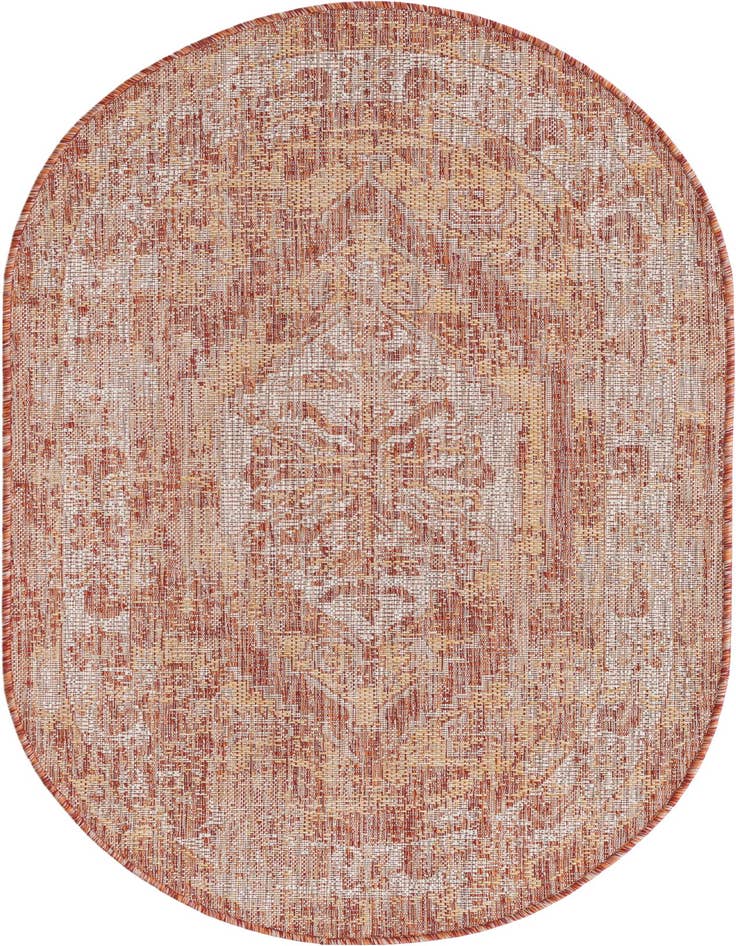 Detail image of 3' x 5' 3 Easy-Clean Traditional Indoor / Outdoor Oval Rug