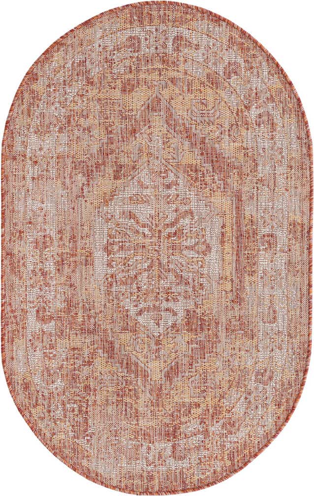3' x 5' 3 Easy-Clean Traditional Indoor / Outdoor Oval Rug
