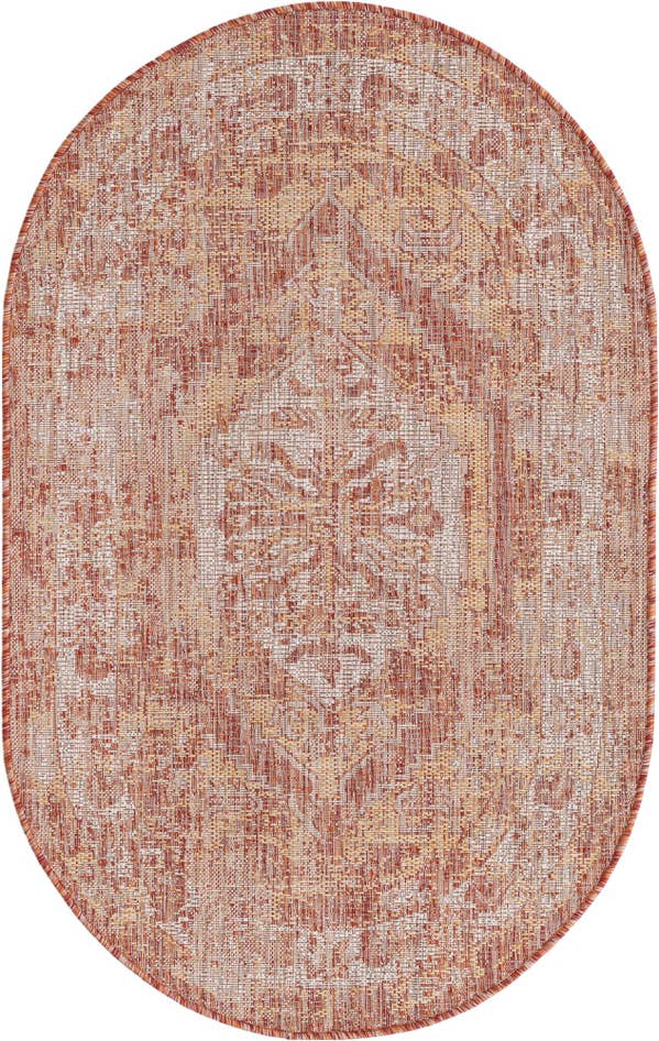 Detail image of 3' x 5' 3 Easy-Clean Traditional Indoor / Outdoor Oval Rug