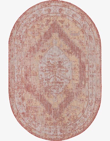 5' 3 x 8' Easy-Clean Traditional Indoor / Outdoor Oval Rug