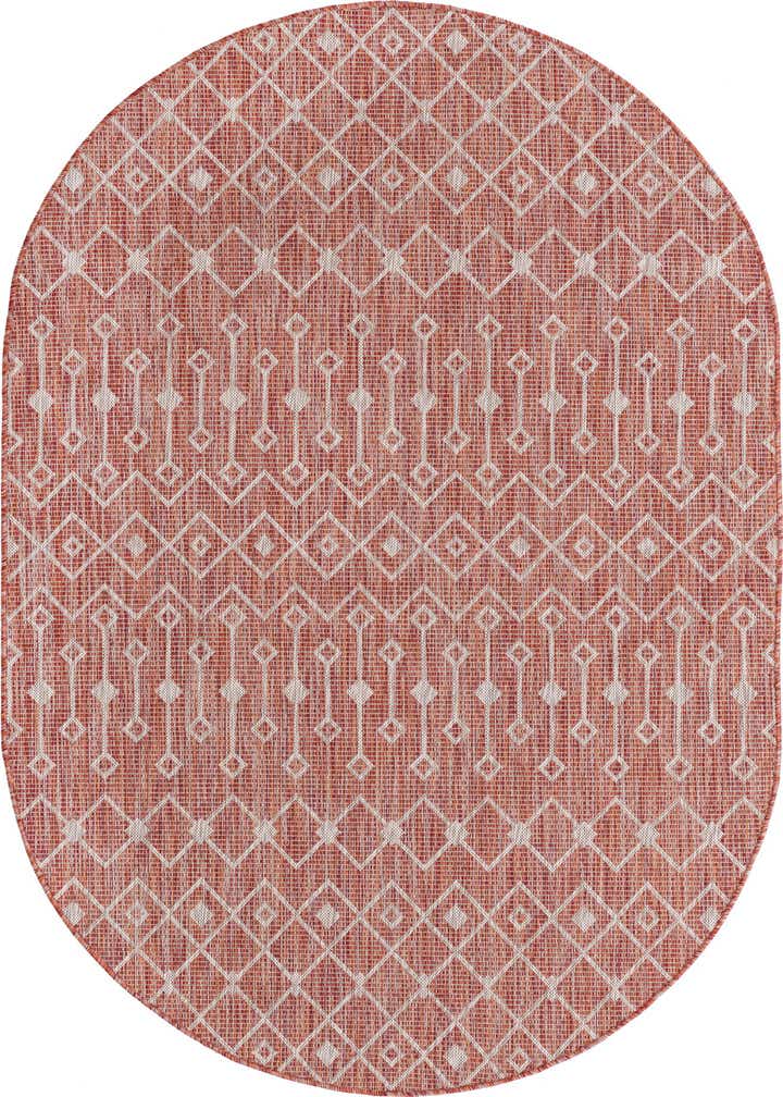 5' 3 x 8' Easy-Clean Trellis Indoor / Outdoor Oval Rug
