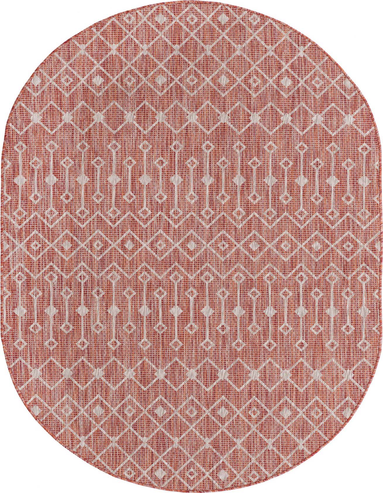5' 3 x 8' Easy-Clean Trellis Indoor / Outdoor Oval Rug