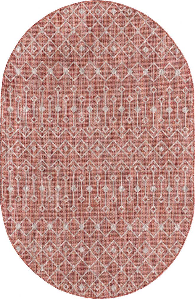 5' 3 x 8' Easy-Clean Trellis Indoor / Outdoor Oval Rug