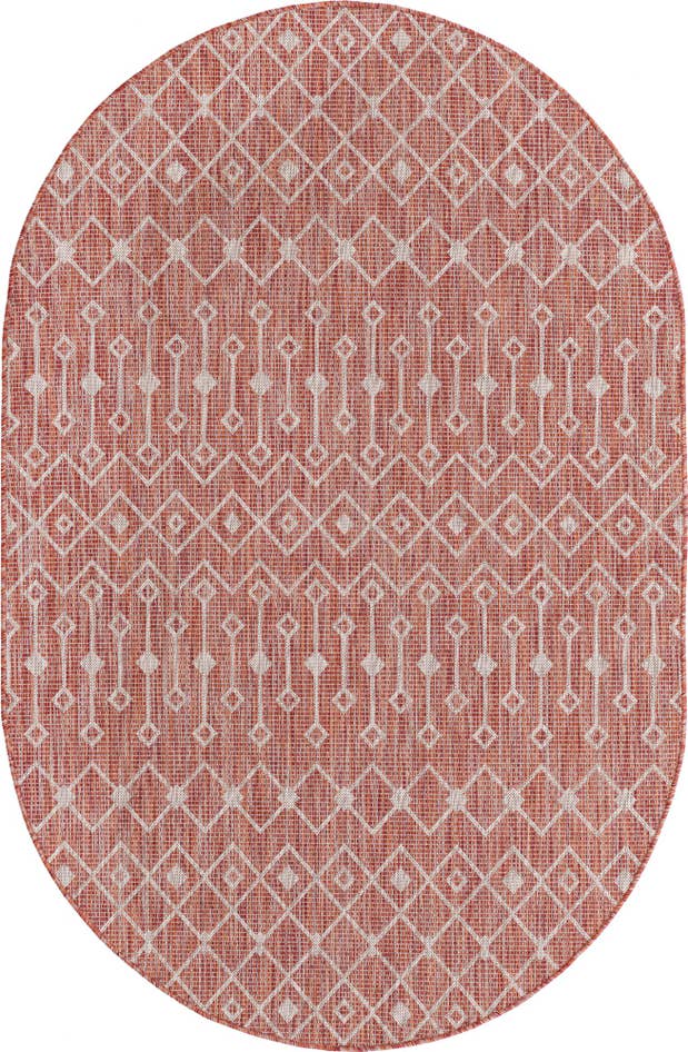 Detail image of 5' 3 x 8' Easy-Clean Trellis Indoor / Outdoor Oval Rug