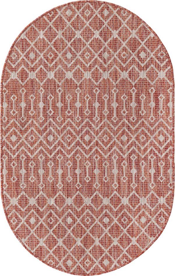 Detail image of 3' x 5' 3 Easy-Clean Trellis Indoor / Outdoor Oval Rug