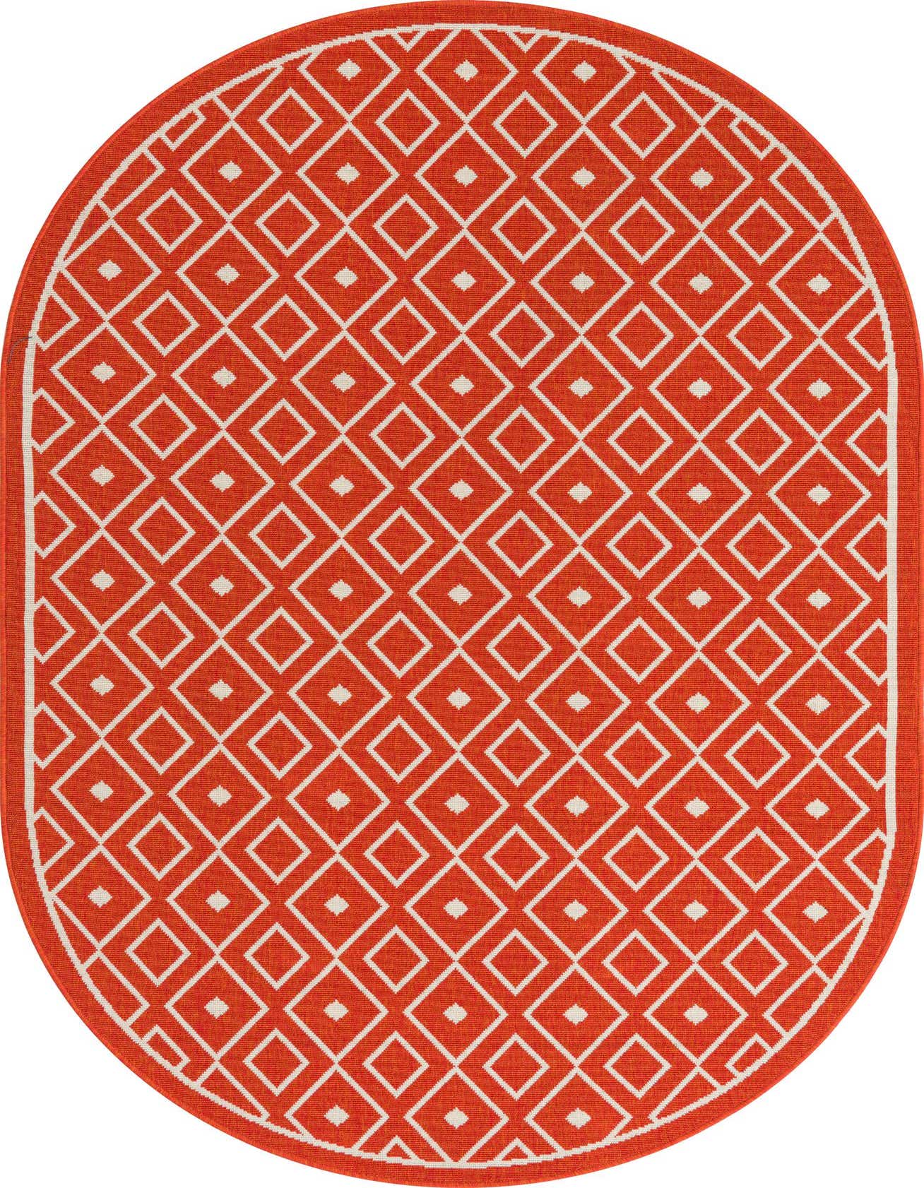 5' 3 x 8' Easy-Clean Trellis Indoor / Outdoor Oval Rug