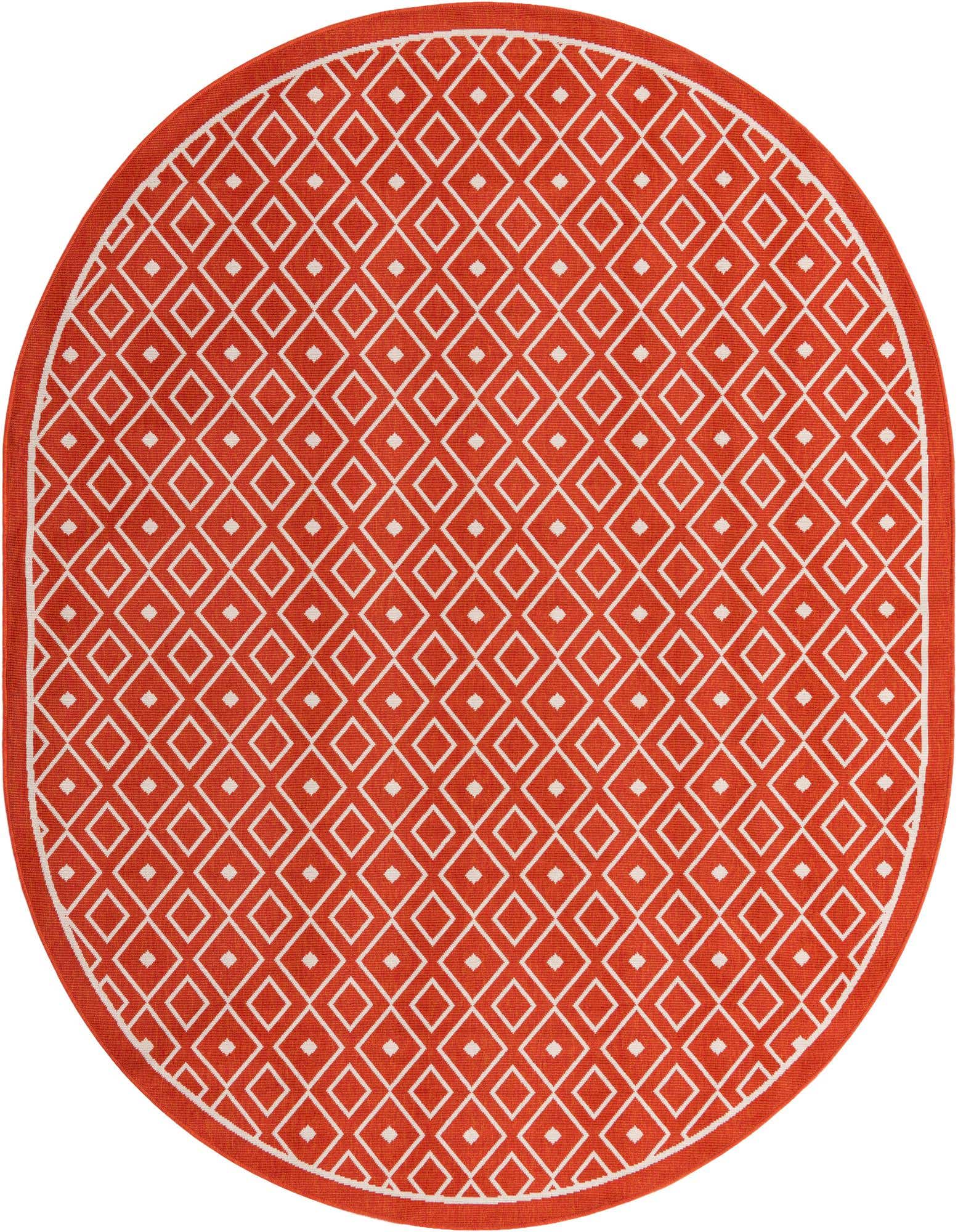 7' 10 x 10' Easy-Clean Trellis Indoor / Outdoor Oval Rug