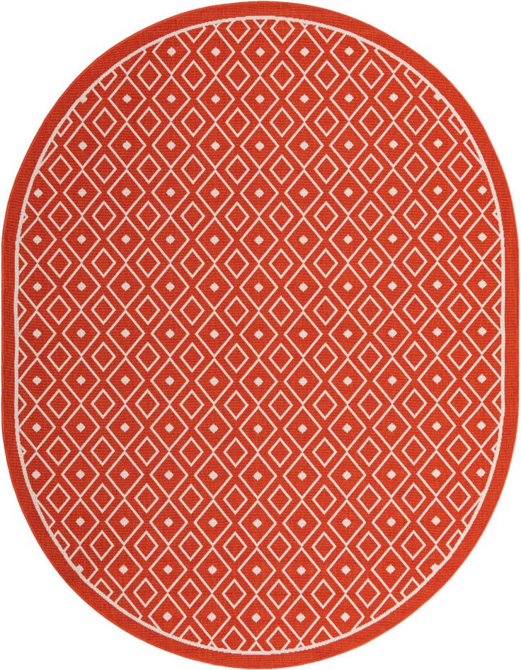 Detail image of 7' 10 x 10' Easy-Clean Trellis Indoor / Outdoor Oval Rug