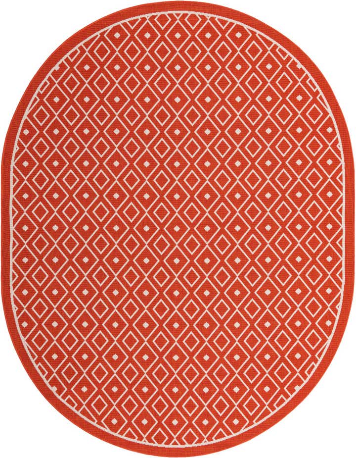 7' 10 x 10' Easy-Clean Trellis Indoor / Outdoor Oval Rug