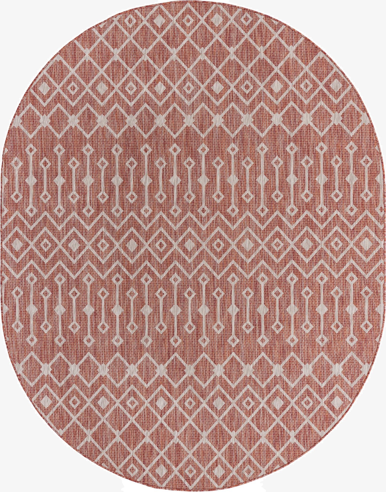 7' 10 x 10'  Washable Trellis Indoor / Outdoor Oval Rug
