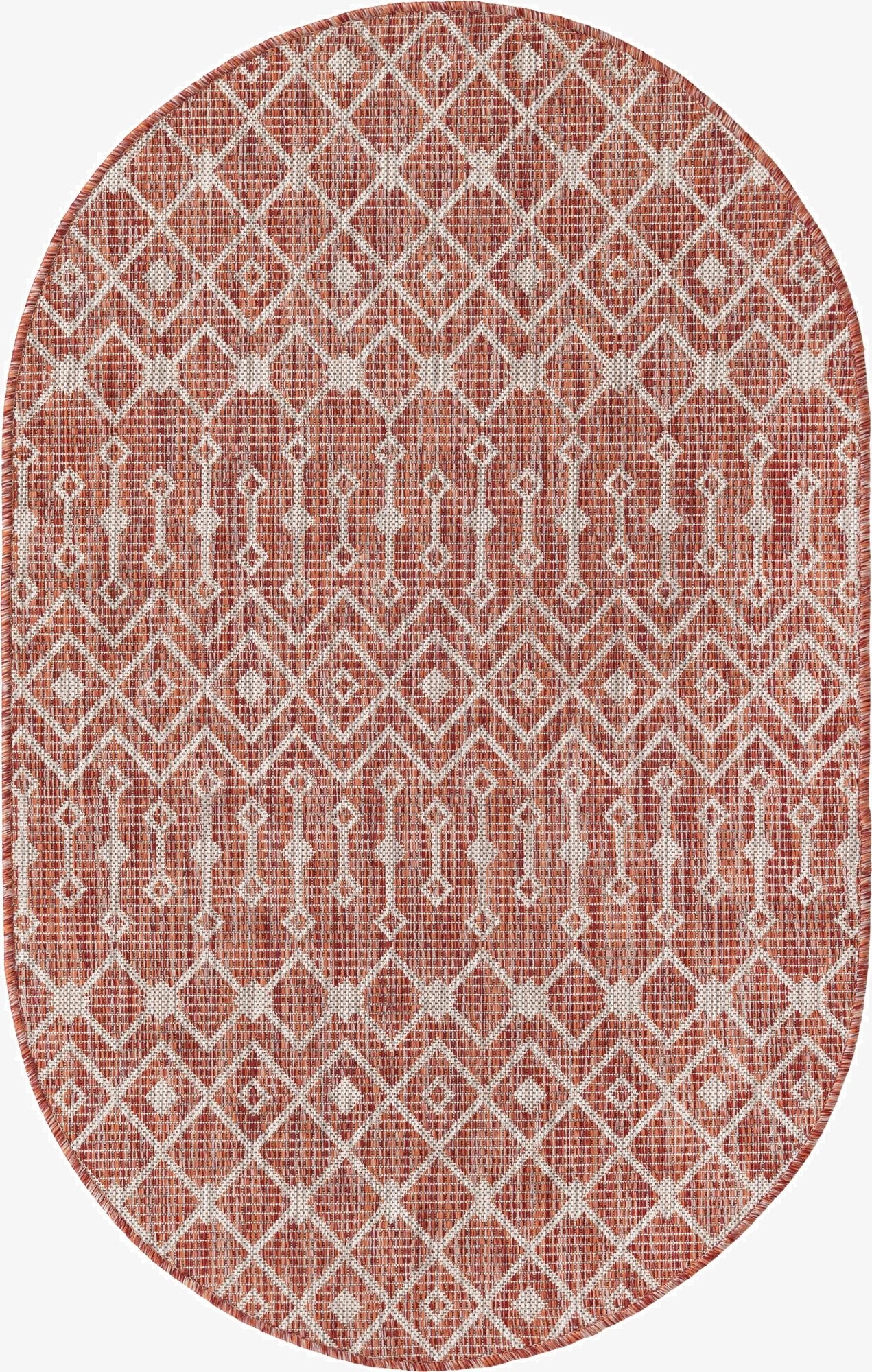 3' x 5' 3  Washable Trellis Indoor / Outdoor Oval Rug