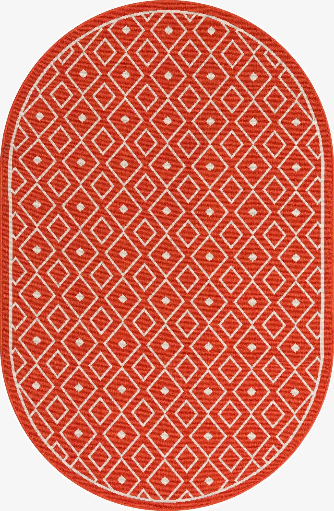 5' 3 x 8'  Washable Trellis Indoor / Outdoor Oval Rug