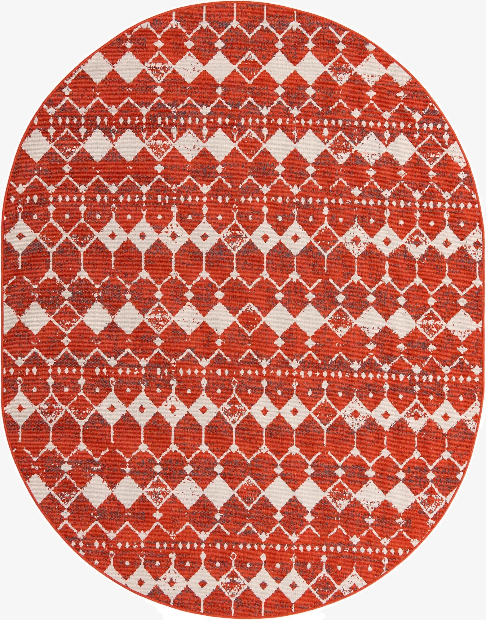 7' 10 x 10'  Washable Trellis Indoor / Outdoor Oval Rug