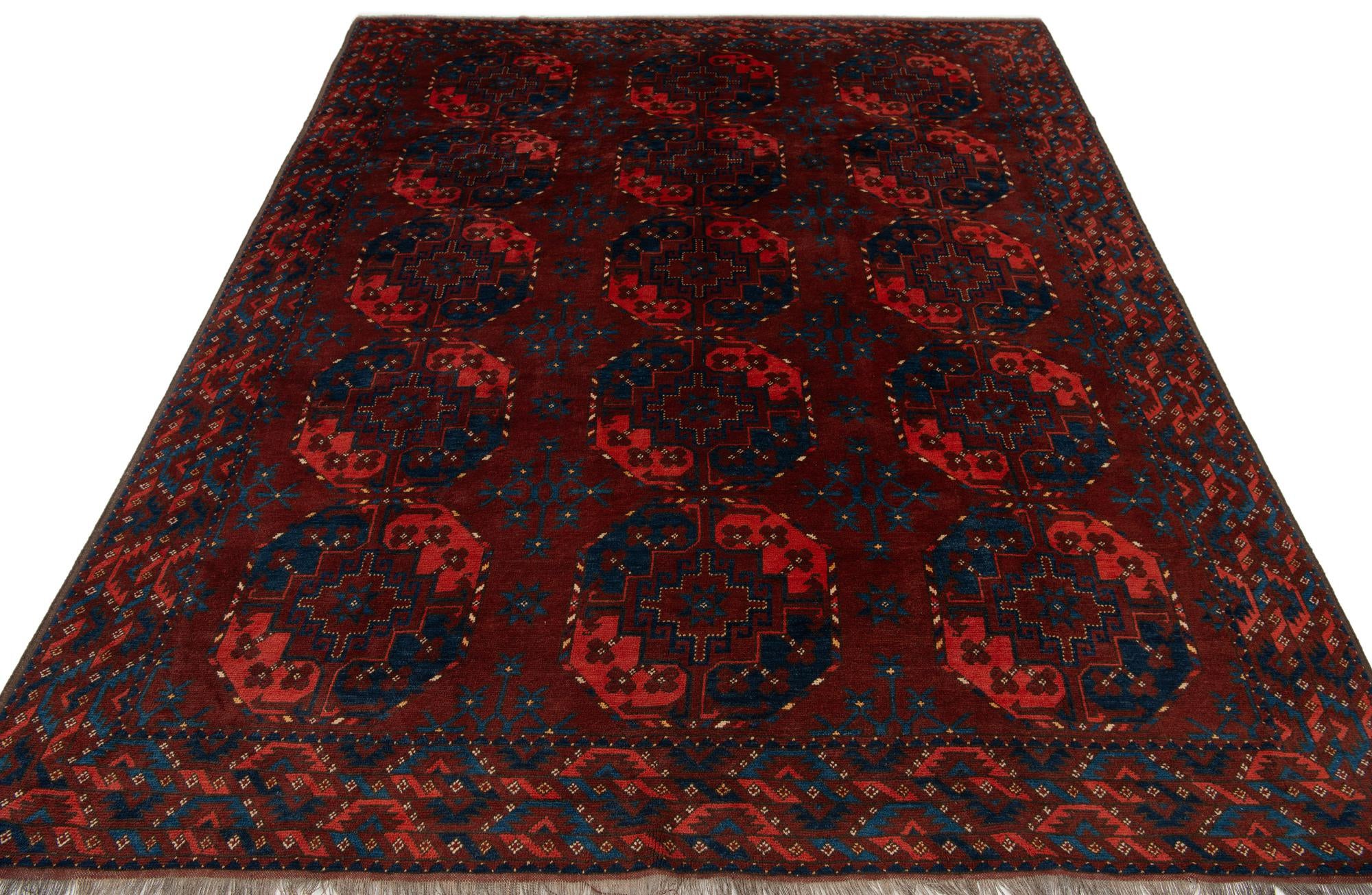 7' 6 x 9' Hand Knotted Afghan Akhche Wool Rug