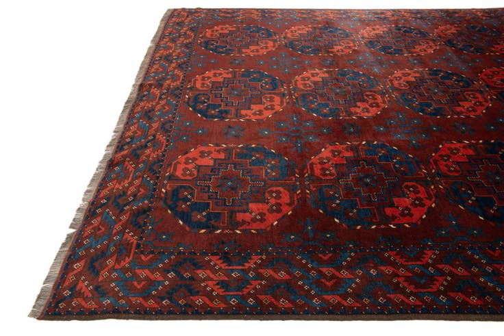 Detail image of 7' 6 x 9' Hand Knotted Afghan Akhche Wool Rug