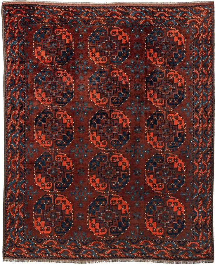 Detail image of 7' 6 x 9' Hand Knotted Afghan Akhche Wool Rug