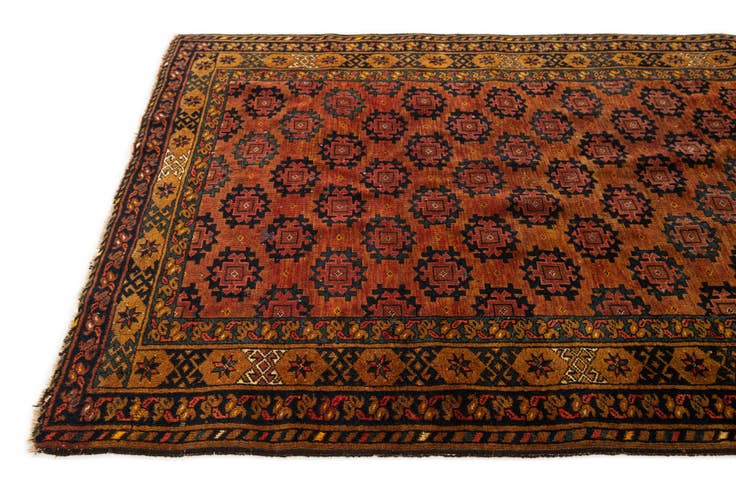 Detail image of 3' 9 x 6' Hand Knotted Afghan Akhche Oriental Wool Rug
