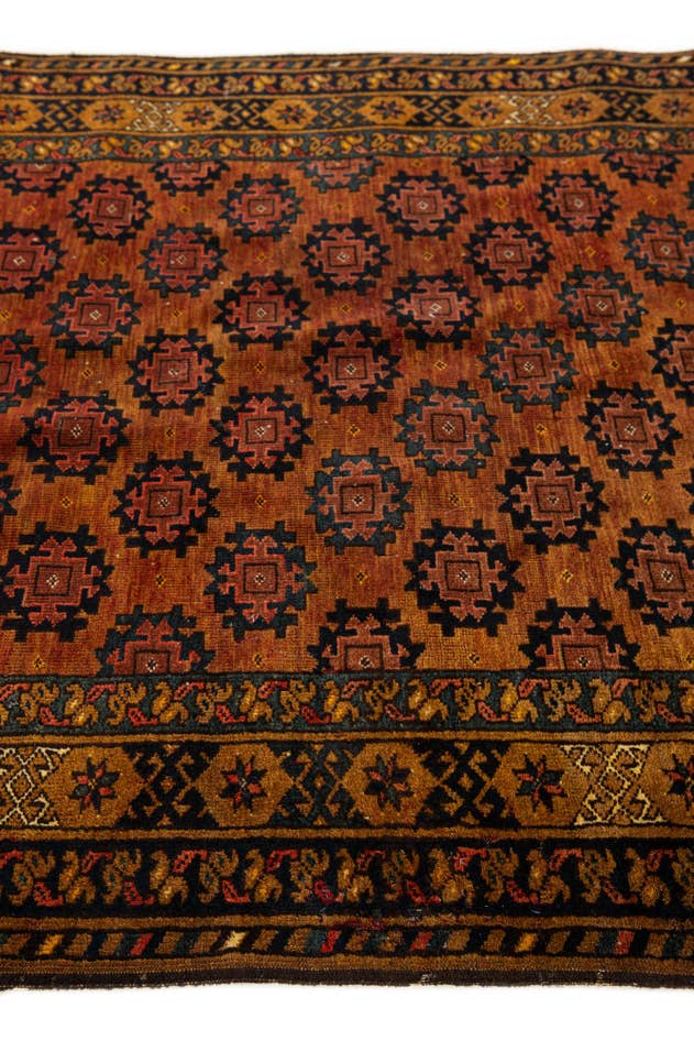 Detail image of 3' 9 x 6' Hand Knotted Afghan Akhche Oriental Wool Rug
