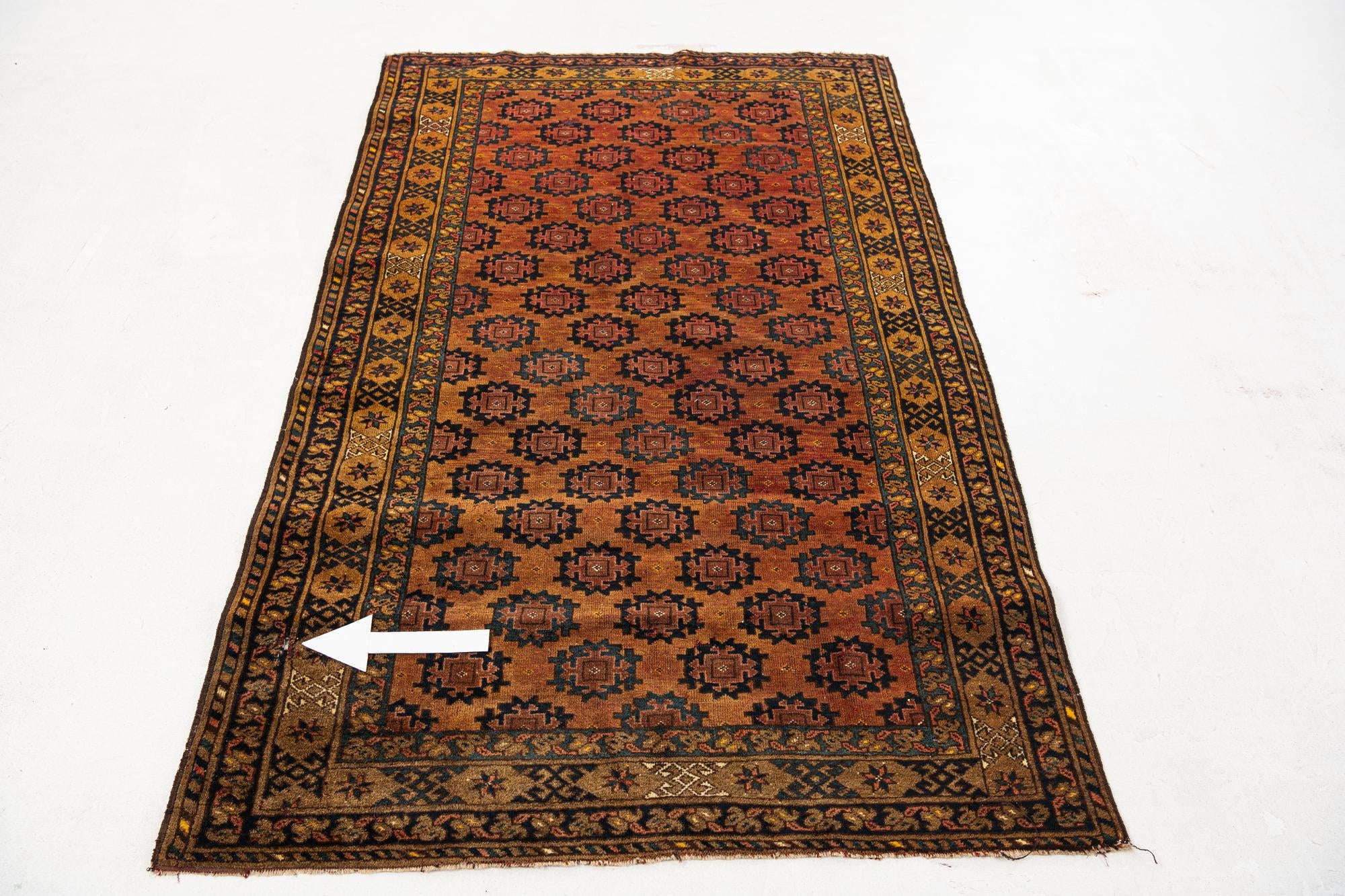 3' 9 x 6' Hand Knotted Afghan Akhche Oriental Wool Rug