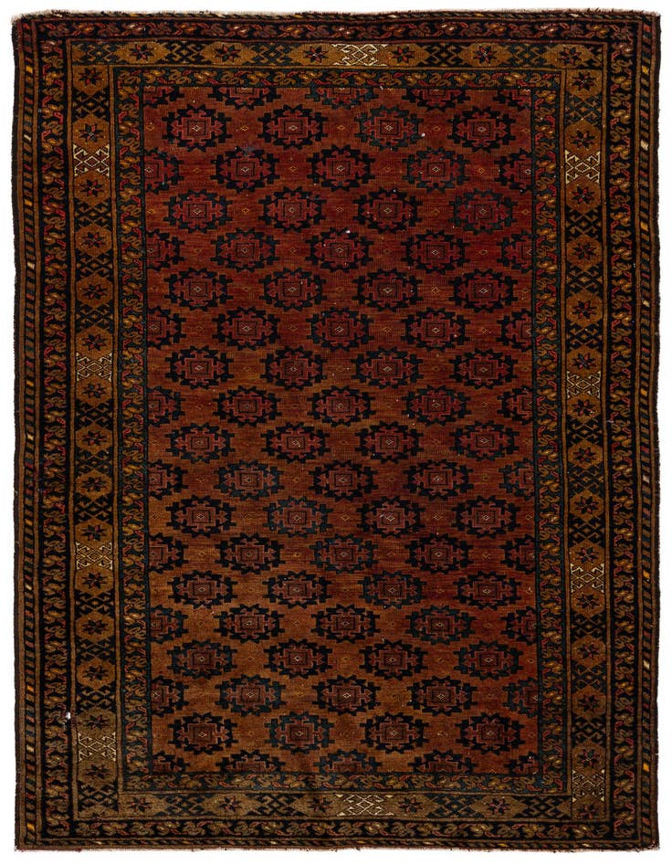 Detail image of 3' 9 x 6' Hand Knotted Afghan Akhche Oriental Wool Rug