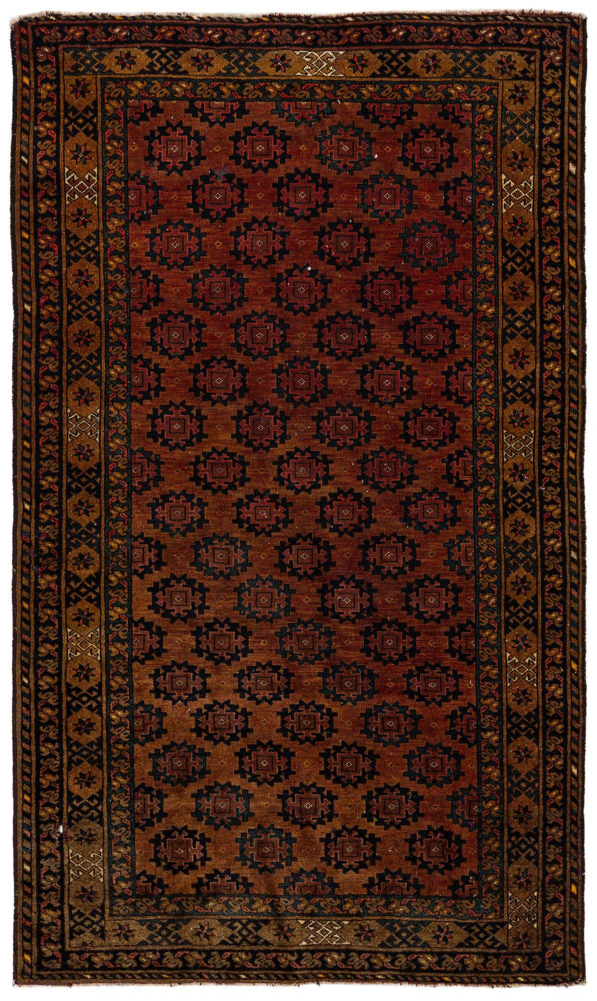 3' 9 x 6' Hand Knotted Afghan Akhche Oriental Wool Rug