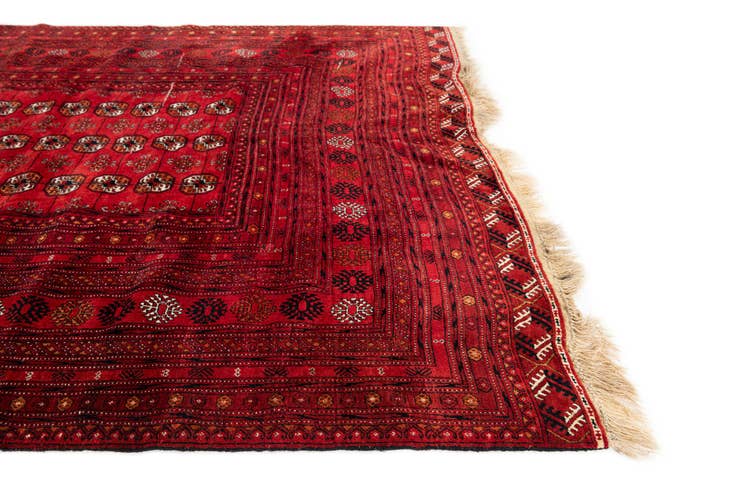 Detail image of 6' 9 x 9' 9 Hand Knotted Afghan Akhche Oriental Wool Rug