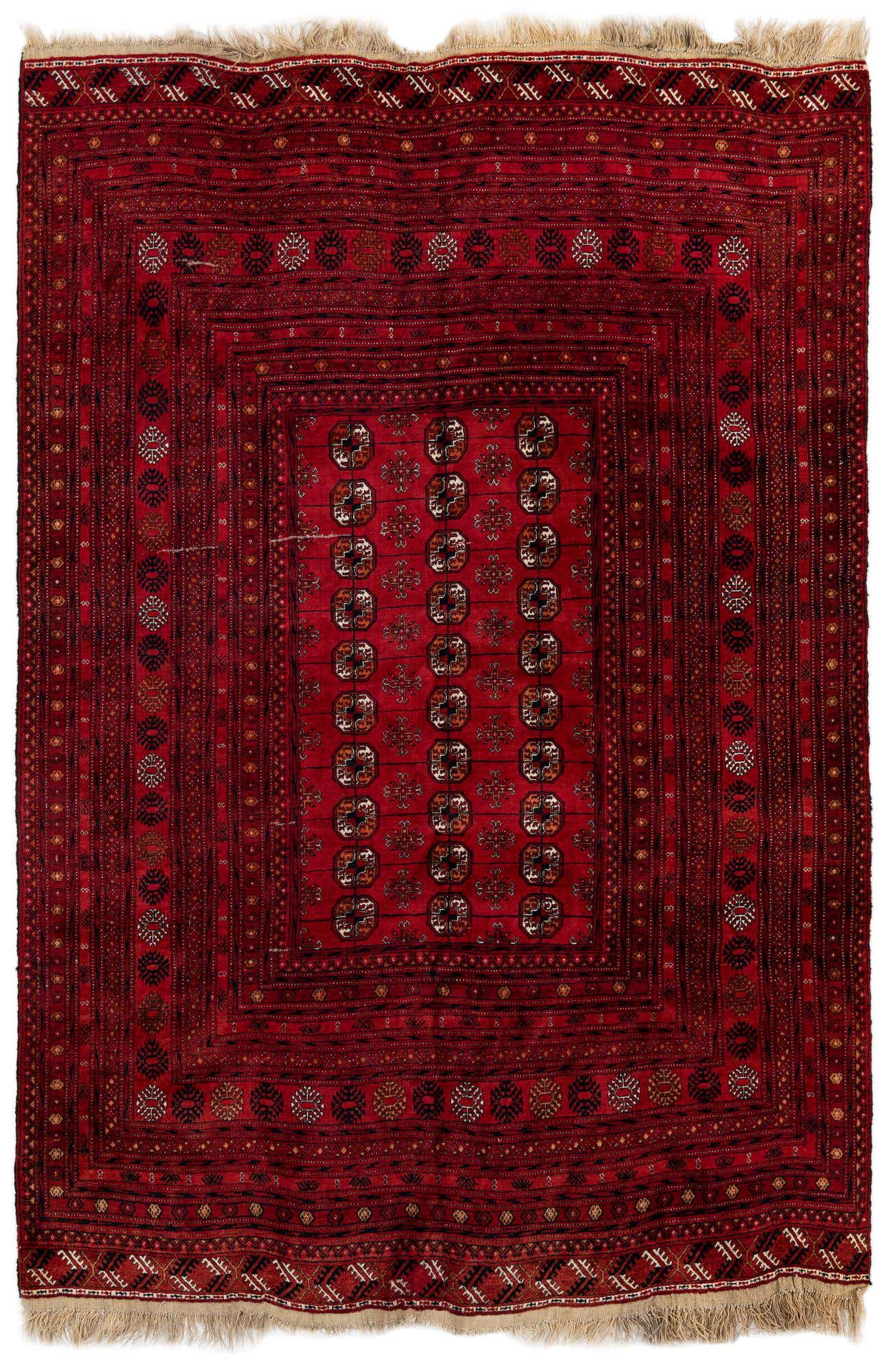 6' 9 x 9' 9 Hand Knotted Afghan Akhche Oriental Wool Rug