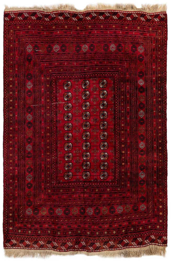 6' 9 x 9' 9 Hand Knotted Afghan Akhche Oriental Wool Rug