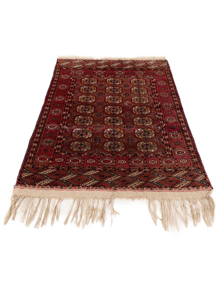 3' 4 x 4' 11 Hand Knotted Afghan Akhche Wool Rug