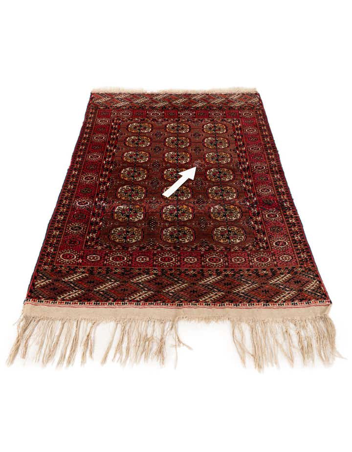 3' 4 x 4' 11 Hand Knotted Afghan Akhche Wool Rug