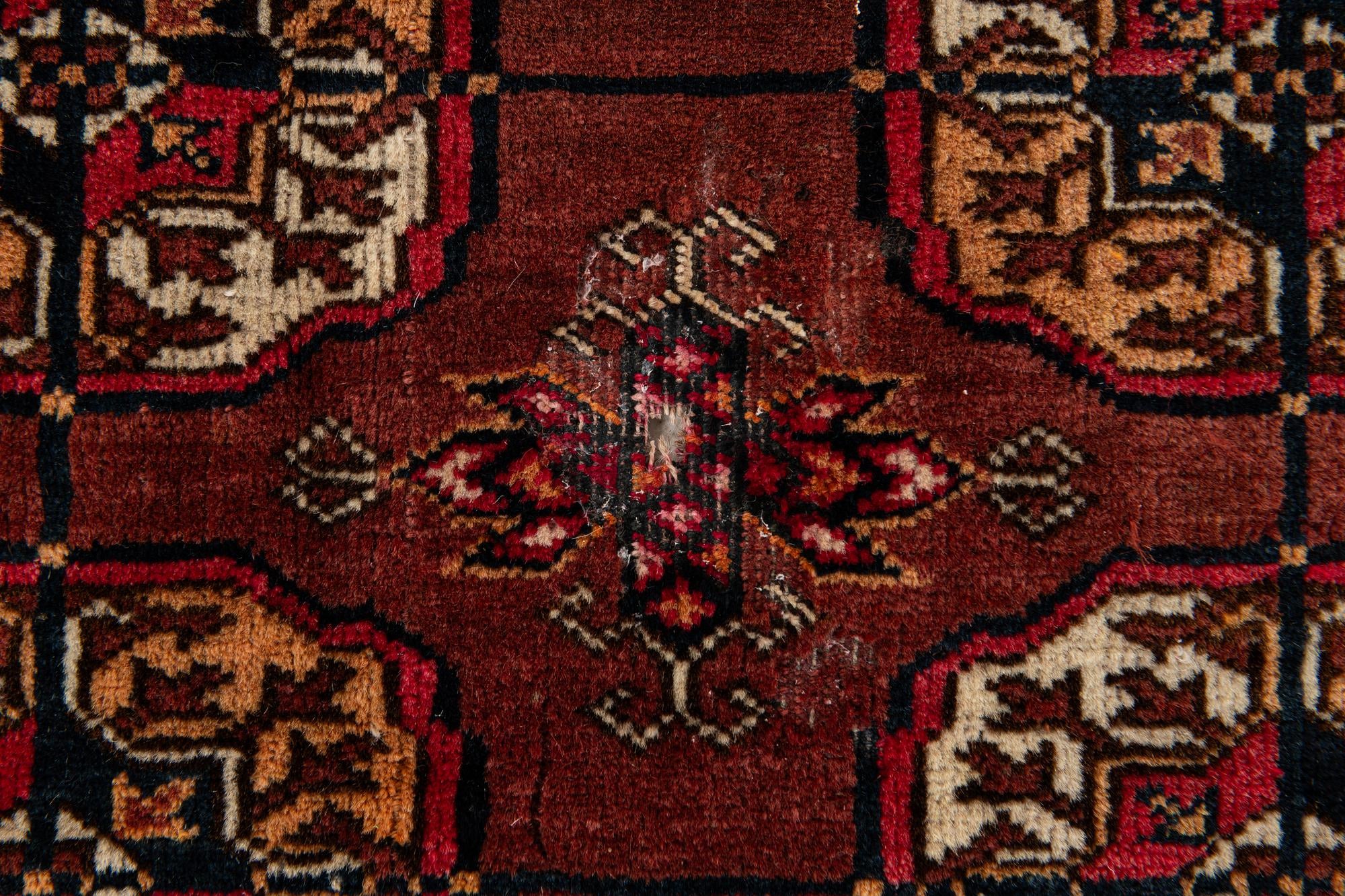 3' 4 x 4' 11 Hand Knotted Afghan Akhche Wool Rug