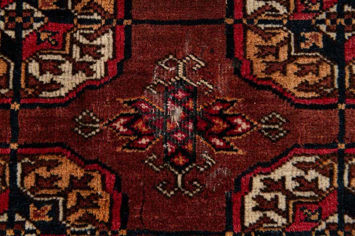 3' 4 x 4' 11 Hand Knotted Afghan Akhche Wool Rug