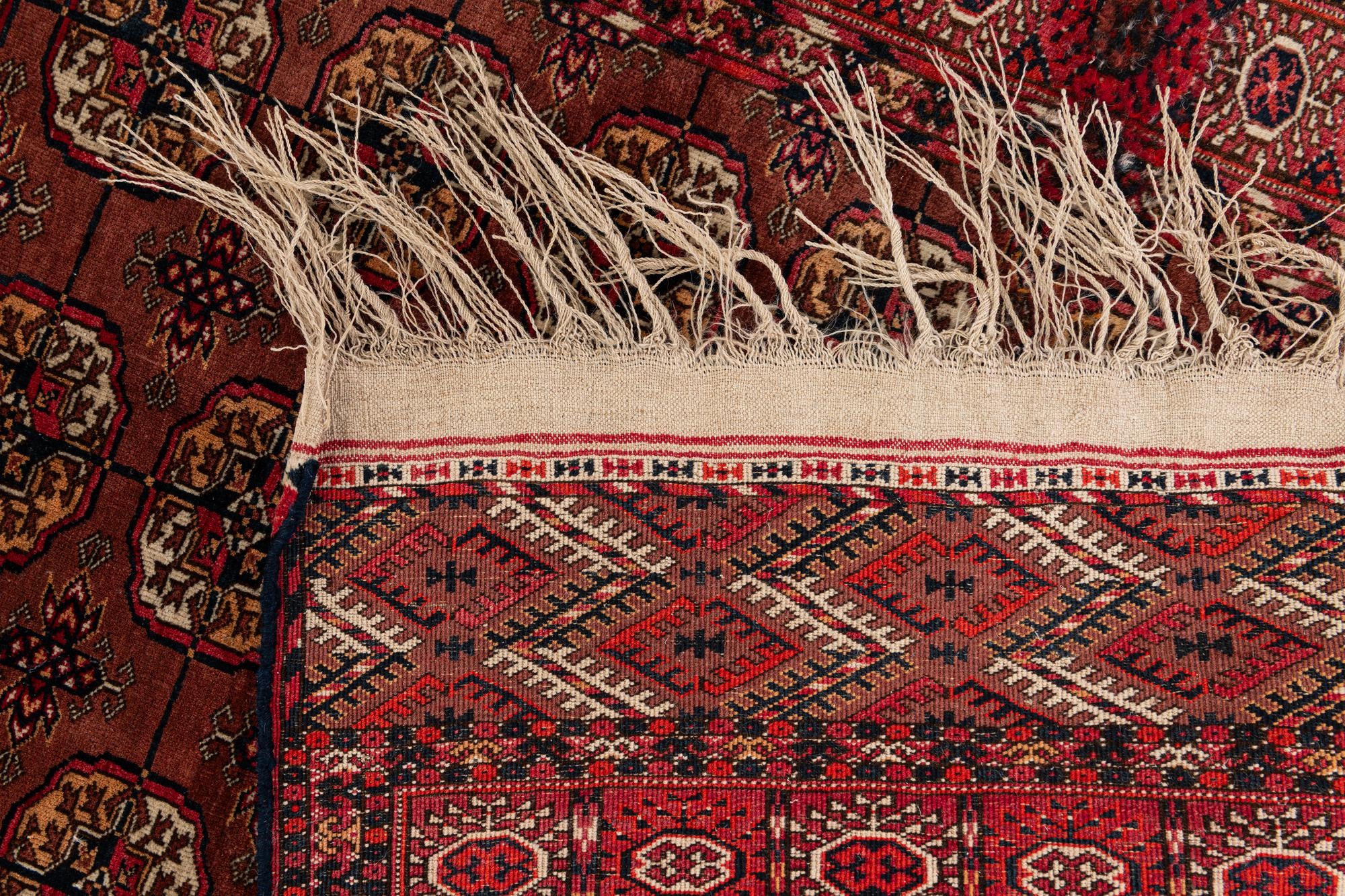 3' 4 x 4' 11 Hand Knotted Afghan Akhche Wool Rug