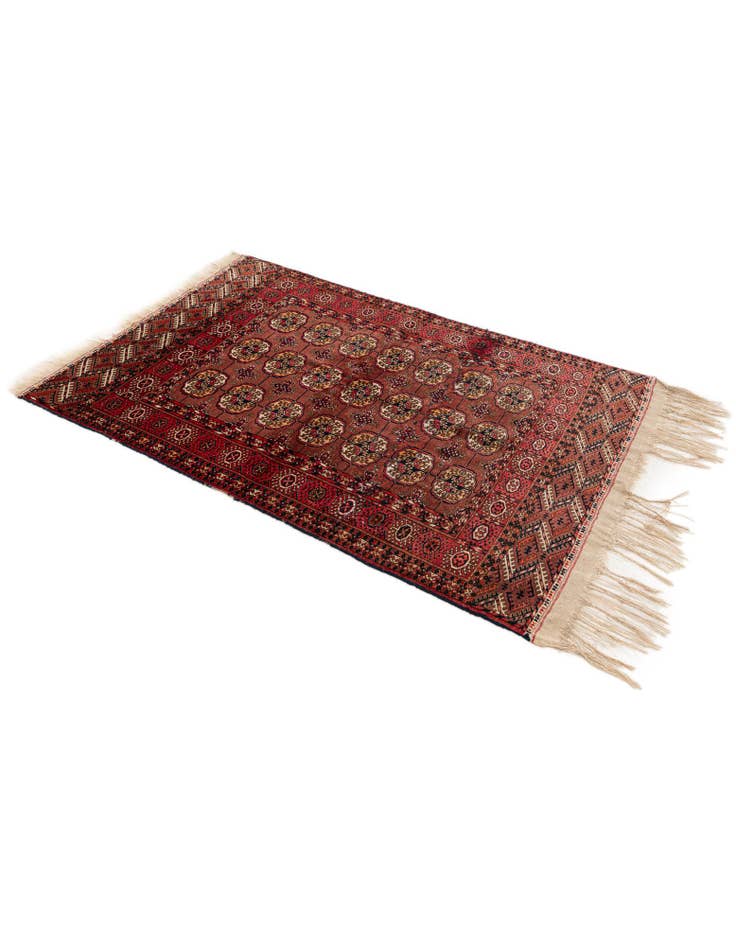 Detail image of 3' 4 x 4' 11 Hand Knotted Afghan Akhche Wool Rug