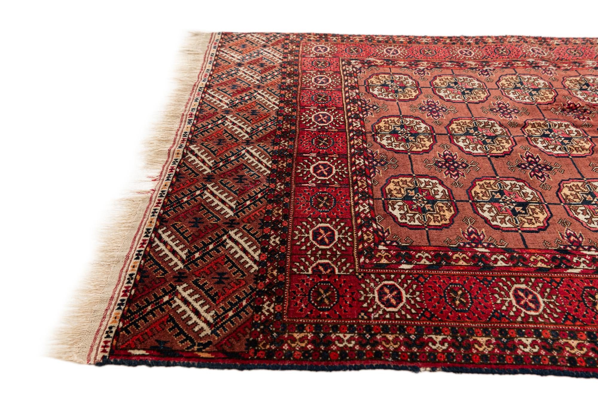 3' 4 x 4' 11 Hand Knotted Afghan Akhche Wool Rug