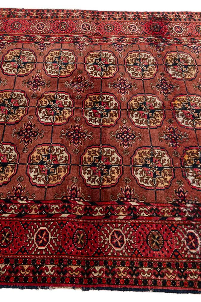 3' 4 x 4' 11 Hand Knotted Afghan Akhche Wool Rug