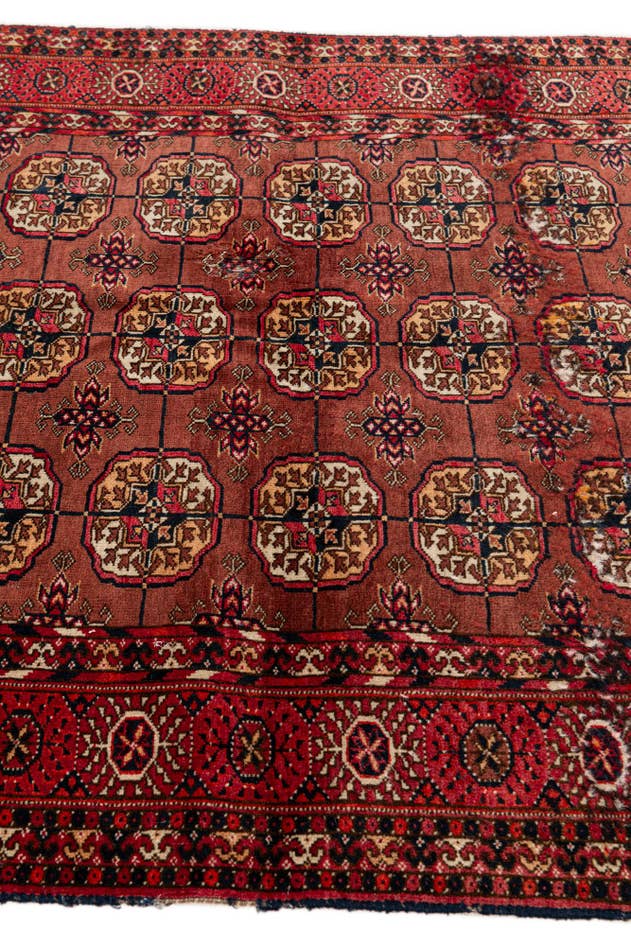 Detail image of 3' 4 x 4' 11 Hand Knotted Afghan Akhche Wool Rug
