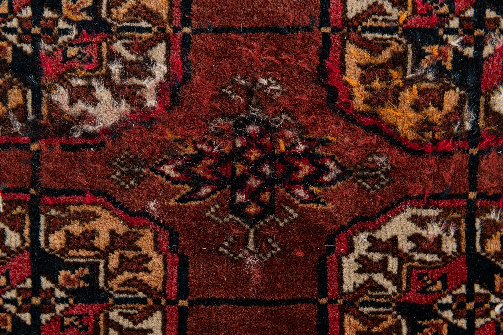 3' 4 x 4' 11 Hand Knotted Afghan Akhche Wool Rug
