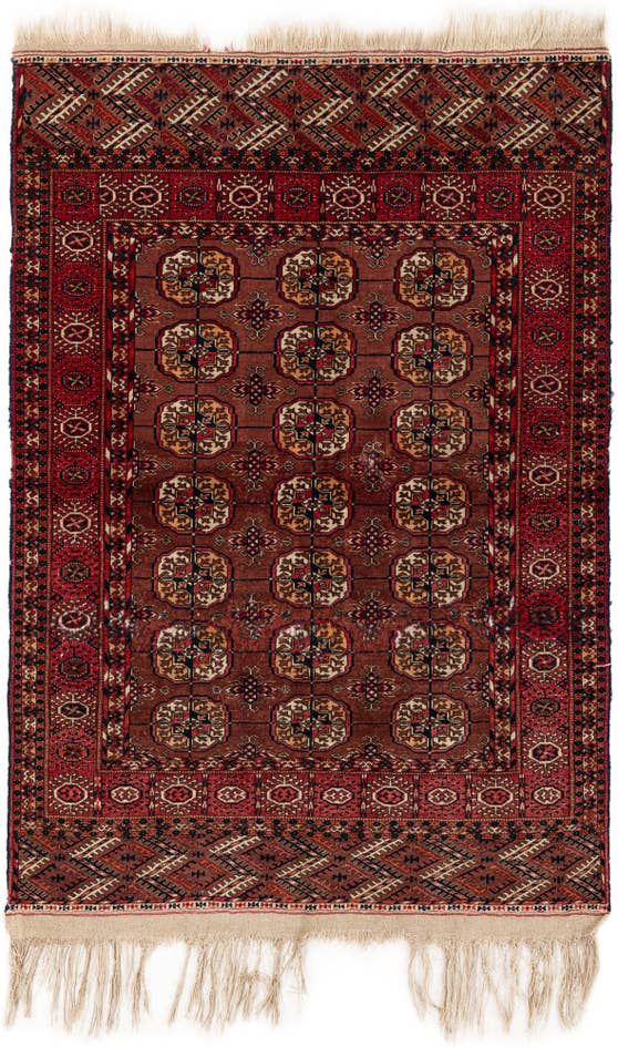 Detail image of 3' 4 x 4' 11 Hand Knotted Afghan Akhche Wool Rug