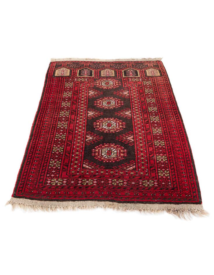 Detail image of 2' 8 x 4' 1  Hand Knotted Afghan Akhche Wool Rug