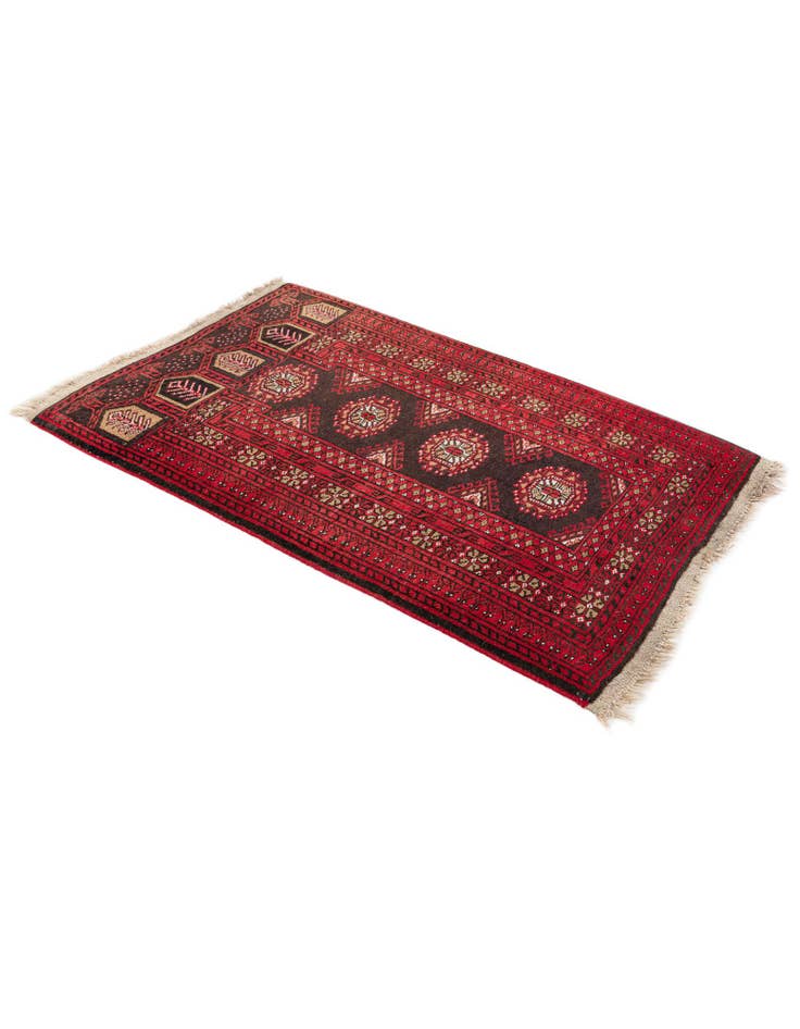 Detail image of 2' 8 x 4' 1  Hand Knotted Afghan Akhche Wool Rug