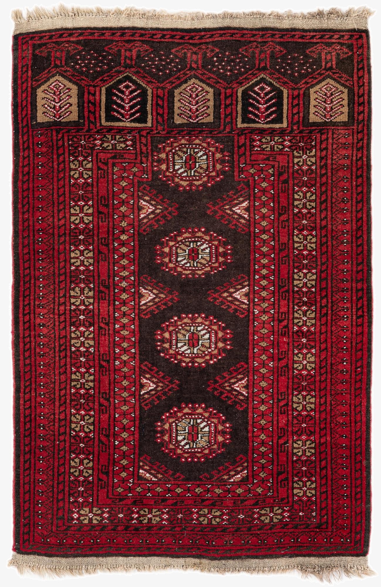 2' 8 x 4' 1  Hand Knotted Afghan Akhche Wool Rug