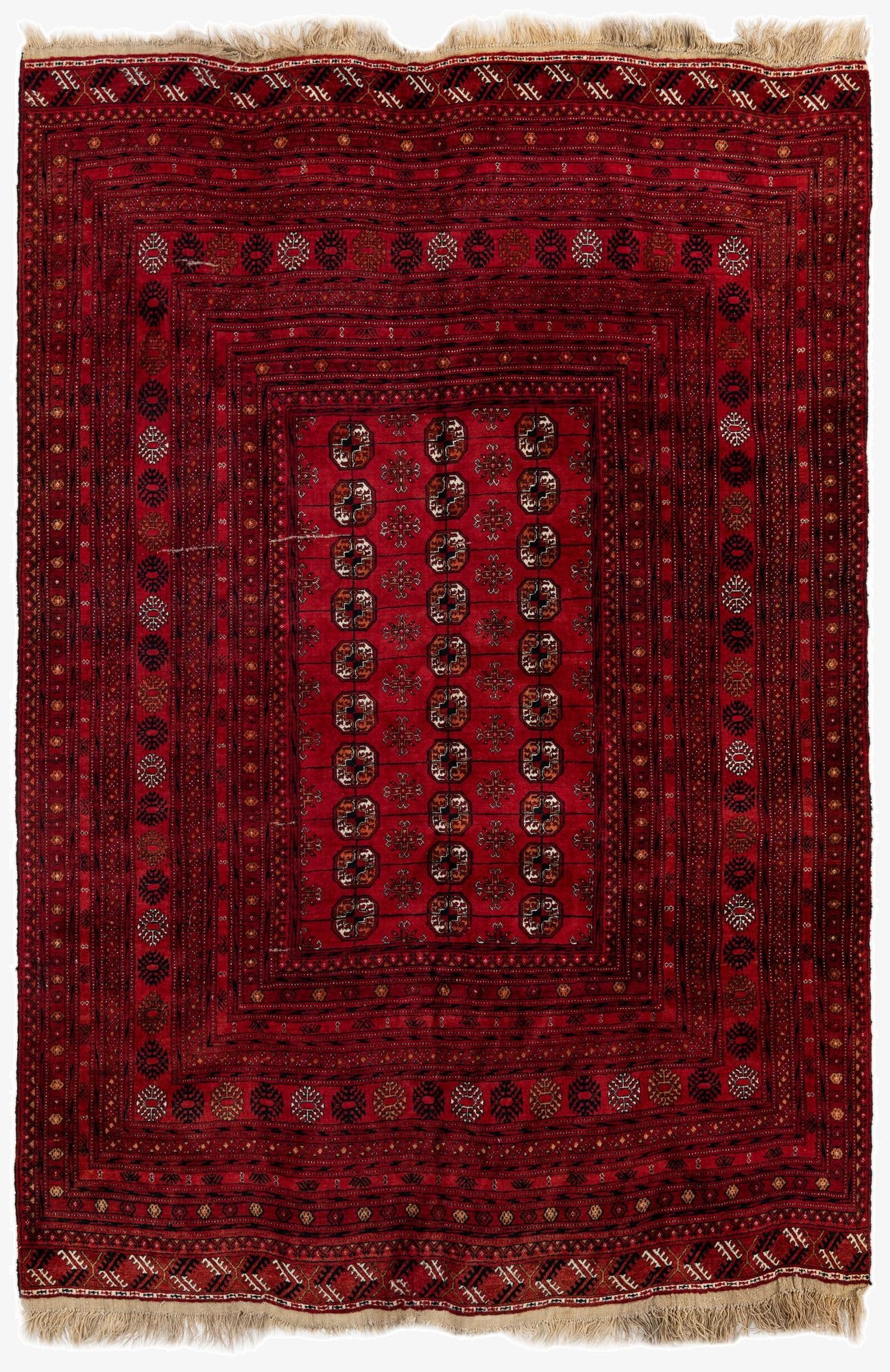 6' 9 x 9' 9  Hand Knotted Afghan Akhche Oriental Wool Rug