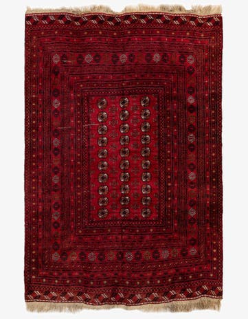 6' 9 x 9' 9 Hand Knotted Afghan Akhche Oriental Wool Rug