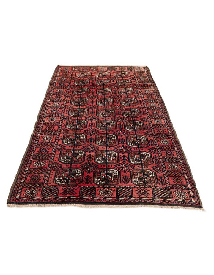 3' 11 x 6' 8 Hand Knotted Afghan Ersari Wool Rug