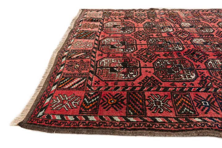 3' 11 x 6' 8 Hand Knotted Afghan Ersari Wool Rug