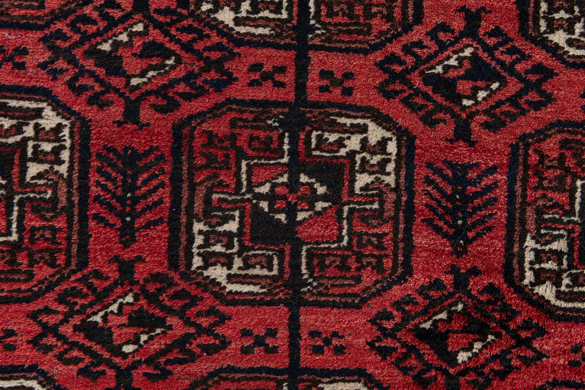3' 11 x 6' 8 Hand Knotted Afghan Ersari Wool Rug